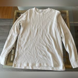 Large off-white long-sleeve waffle Uniqlo T-Shirt.